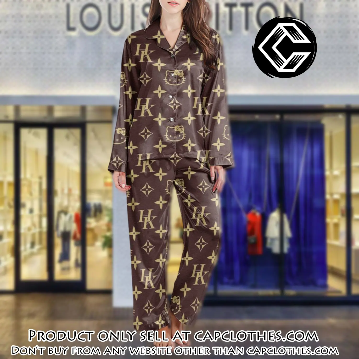 Lv monogram long satin pajama set pjs1017 cc1750592